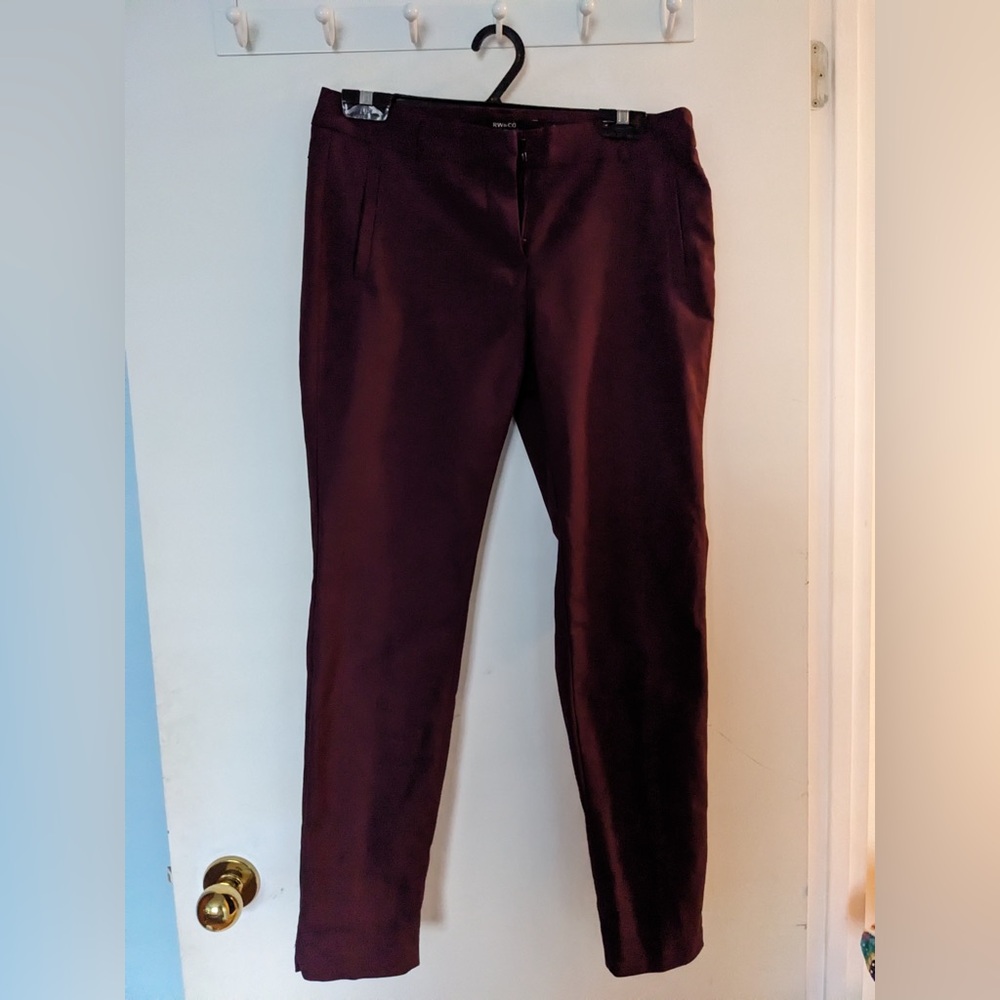 RW&CO. Signature Fit Ankle Slim Pants in Deep Burgundy